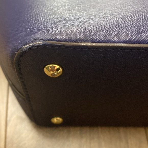 Anne Klein Dark Blue Faux Leather Tote Bag Purse with attached pouch - Picture 10 of 11